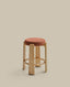 Granite stool in terracotta chenille and solid ash wood with a natural tone finish FSC 100% 65cm