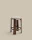 Granite stool in beige chenille and solid ash wood with walnut-coloured finish FSC 100% 75cm