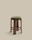 Granite stool in green chenille and solid ash wood with walnut-coloured finish FSC 100% 75cm