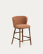 Ciselia terracotta thick chenille stool with solid ash wood legs with walnut-coloured finish FSC Mix Credit 65cm