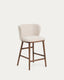 Ciselia beige chenille stool with solid ash wood legs with walnut-coloured finish FSC Mix Credit 65cm