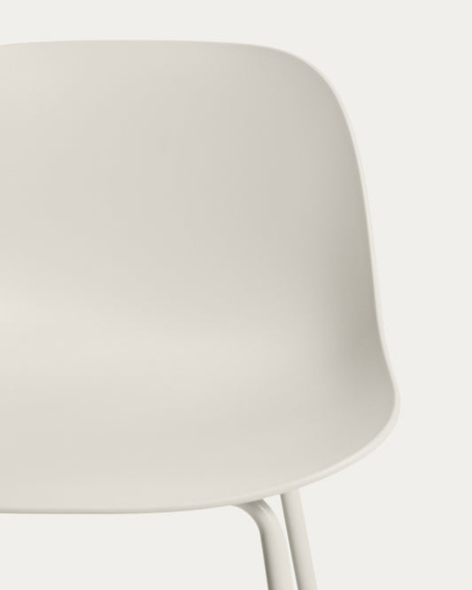 Altea beige stool with beige finish steel legs 65cm
