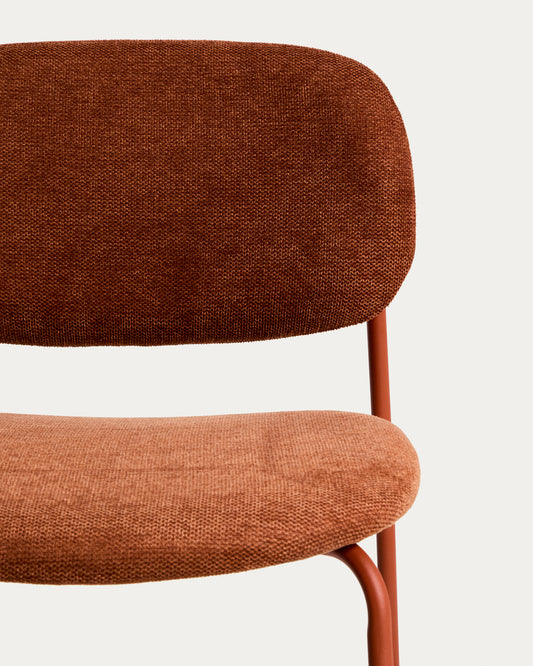 Meli stackable stool in terracotta chenille with terracotta metal legs FSC Mix Credit 65cm