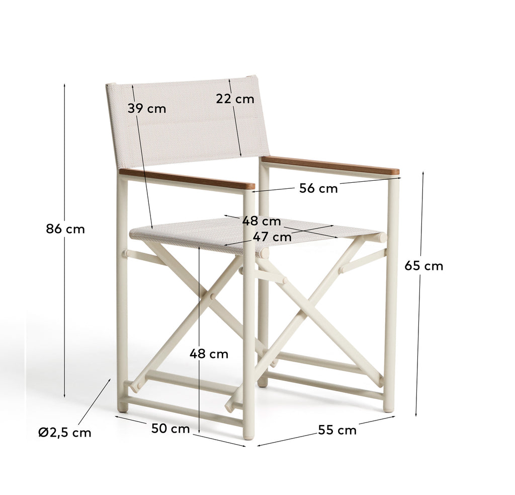 Tisno outdoor folding chair in taupe aluminium and taupe texteline