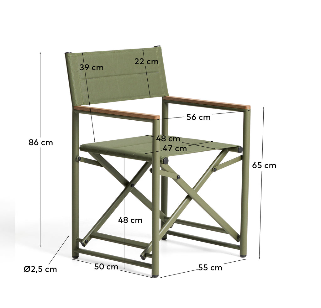 Tisno outdoor folding chair in green aluminium and green texteline