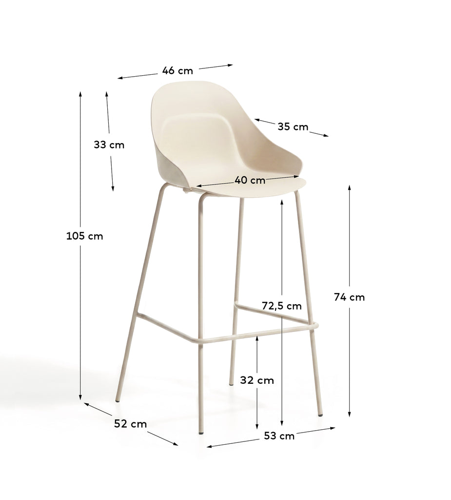 Sanile stool with beige-finish steel legs