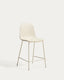 Debari stool with chenille cushion and beige-finish steel legs 65 cm