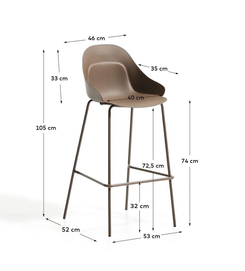 Sanile stool with brown-finish steel legs