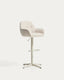 Dorina beige chenille swivel stool with beige-finish steel legs