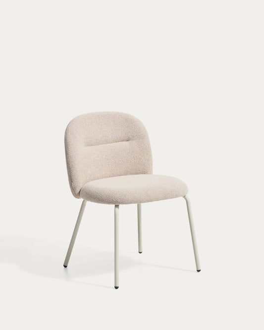 Arino beige chenille chair with beige metal legs FSC 100%