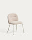 Arino beige chenille chair with beige metal legs FSC 100%