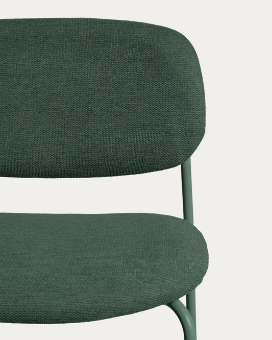 Meli stackable stool in green chenille with green metal legs FSC Mix Credit 65cm