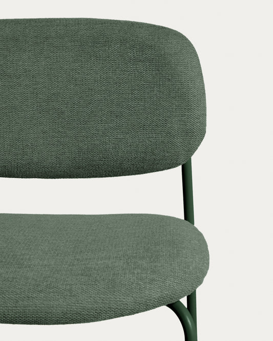 Meli stackable stool in green chenille with green metal legs FSC Mix Credit 65cm
