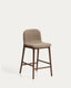 Elnor stool in brown chenille with solid oak wood legs in a walnut finish 65cm