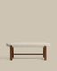 Granite bench in beige chenille and solid ash wood with walnut finish 120cm FSC 100%