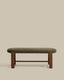 Granite bench in green chenille and solid ash wood with walnut finish 120cm FSC 100%