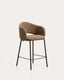 Maina stool in thick brown chenille with steel legs in a brown finish, FSC Mix Credit, 65 cm