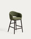 Maina stool in thick green chenille with solid ash wood legs and a ebonised finish, FSC Mix Credit 65 cm