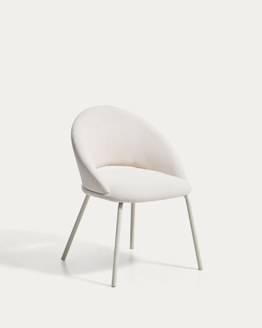 Bonali chair in beige chenille with beige metal legs FSC Mix Credit
