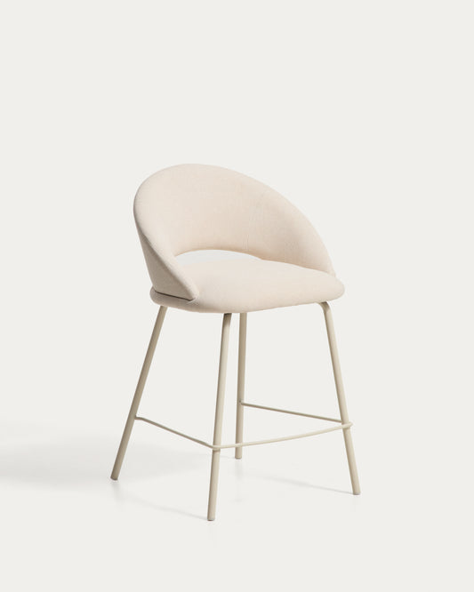 Bonali stool in beige chenille with beige metal legs FSC Mix Credit 65cm
