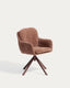 Lexa swivel chair in caramel chenille and steel legs in a caramel finish