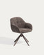 Dorina swivel chair in brown chenille and steel legs with a brown finish