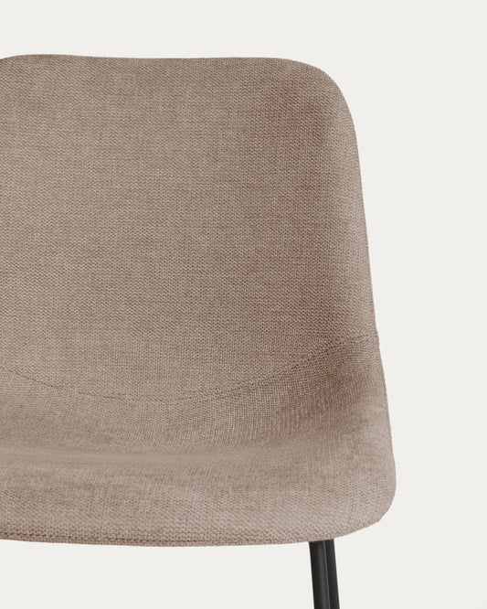 Zahara brown chenille chair with steel legs with black finish FSC 100%
