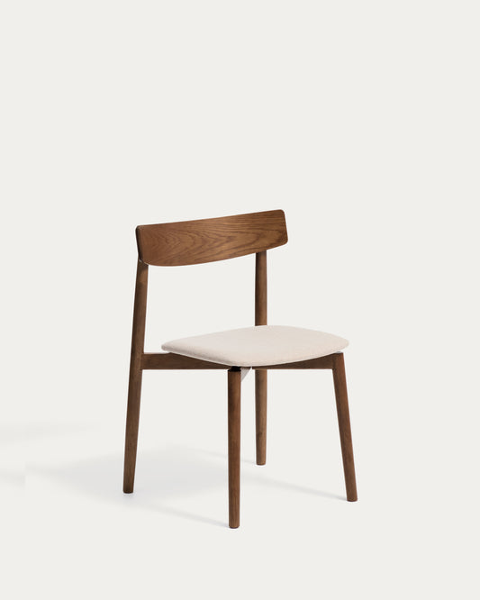 Evera chair in oak veneer with walnut finish and brown chenille