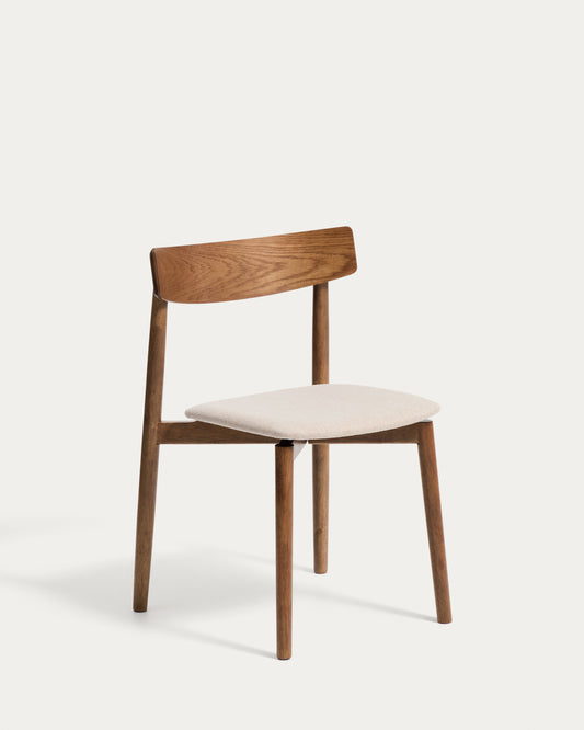 Evera chair in oak veneer with walnut finish and brown chenille