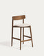 Evera stool with backrest in oak veneer with walnut finish and brown chenille 65cm