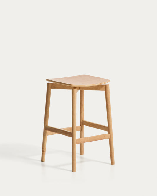 Evera stool in oak veneer with natural finish 65cm