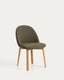 Meila chair in green chenille with legs in solid ash wood with natural finish