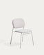 Meli stackable chair in beige chenille with beige metal legs FSC Mix Credit