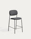 Meli stackable stool in grey chenille with grey metal legs FSC Mix Credit 65cm