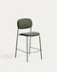 Meli stackable stool in green chenille with green metal legs FSC Mix Credit 65cm