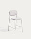 Meli stackable stool in beige chenille with beige metal legs FSC Mix Credit 65cm