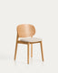 Ludara chair in oak veneer and beige chenille