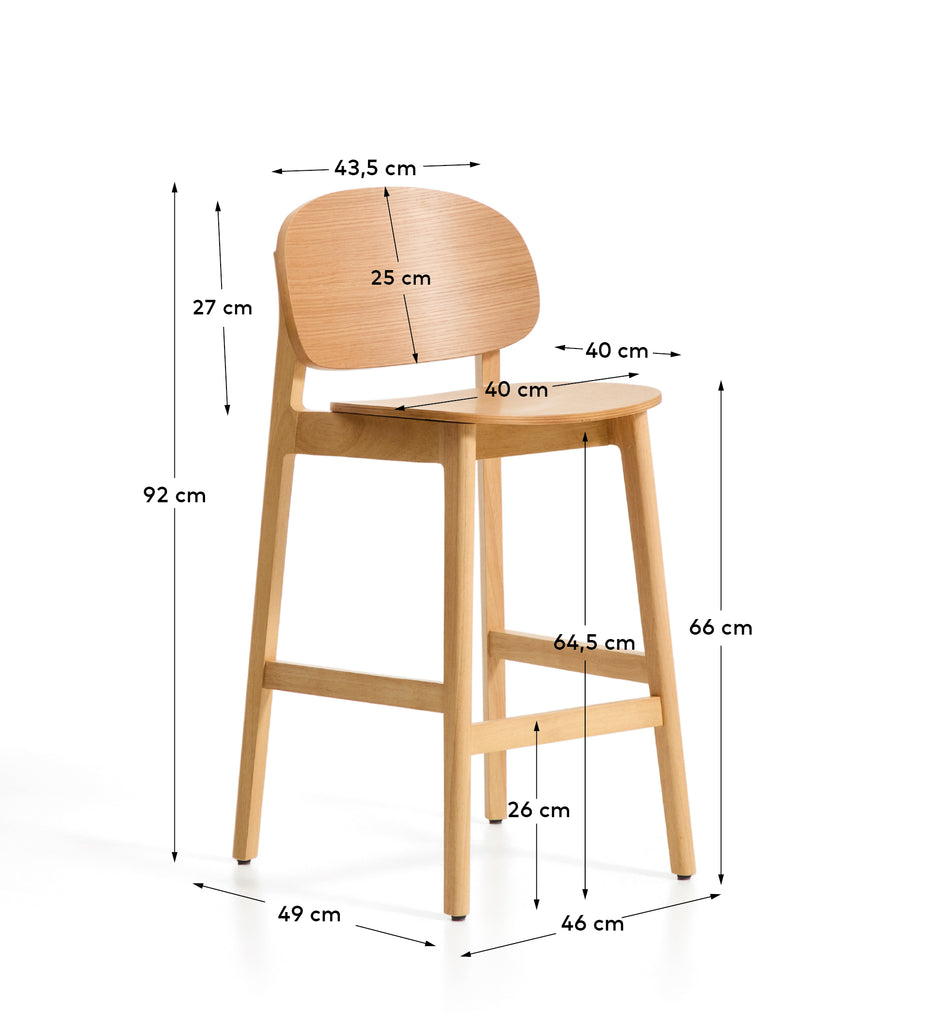 Ludara stool in oak veneer 65cm