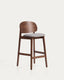 Ludara stool in oak veneer with walnut finish and brown chenille 65cm