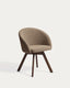 Marvin brown chenille swivel chair with solid beech wood legs with a walnut finish FSC 100%