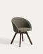 Marvin green chenille swivel chair with solid beech wood legs with a walnut finish FSC 100%