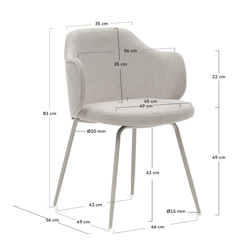 Yunia chair in beige with steel legs in a painted beige finish FSC 100%