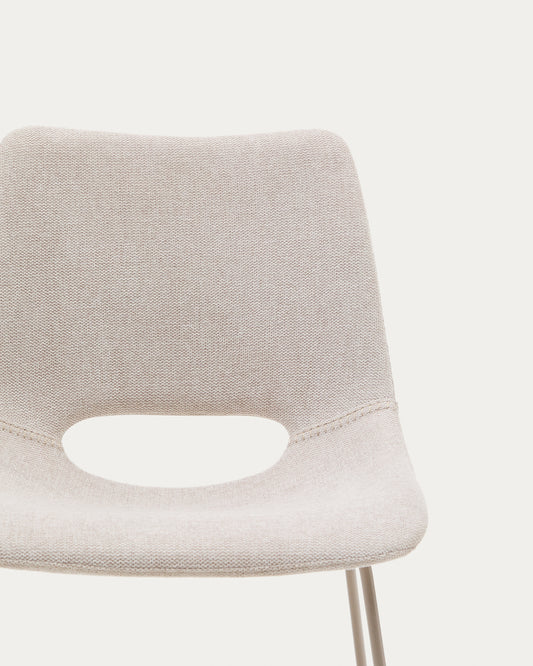 Zahara chair in beige with steel legs in a beige finish