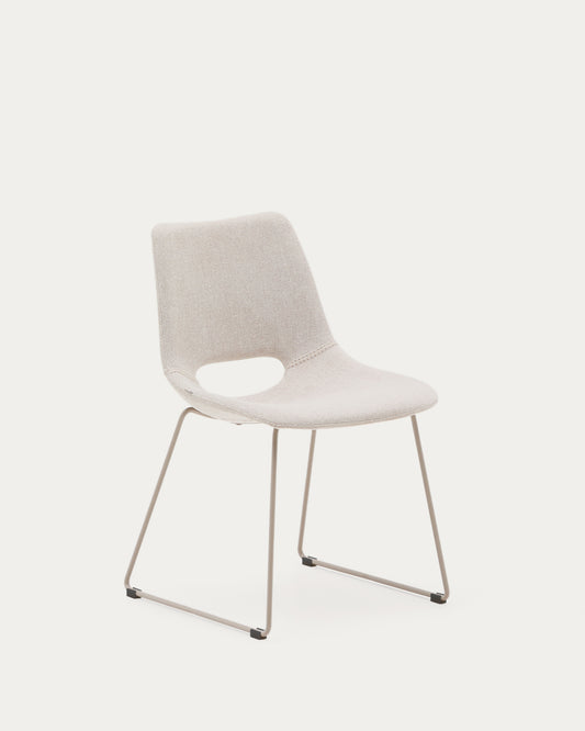 Zahara chair in beige with steel legs in a beige finish