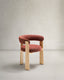 Granite 3-legged chair terracotta chenille and solid ash wood in a natural tone finish FSC 100%