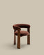 Granite 3-legged chair in brown chenille and with solid ash wood in a walnut finish FSC 100%