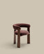Granite 3-legged chair in brown chenille and with solid ash wood in a walnut finish FSC 100%