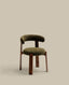 Granite fire-retardant chair in green chenille and solid ash wood with walnut-coloured finish FSC 100%