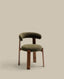Granite fire-retardant chair in green chenille and solid ash wood with walnut-coloured finish FSC 100%