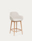 Konna stool in beige and solid ash wood legs in a light finish, 65 cm